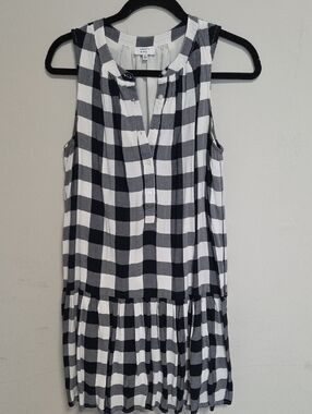 crown & ivy Black and White Gingham Sleeveless Midi Dress